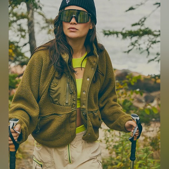 NWT FP Movement Free People Hit The Slopes Fleece Jacket Army Green XS - Picture 5 of 12
